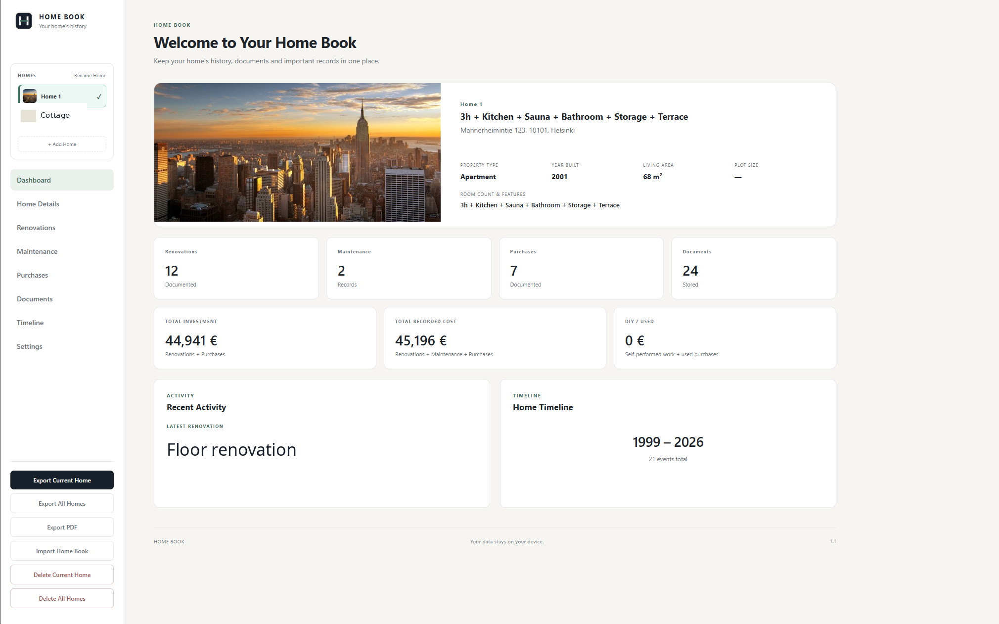 HomeBook Dashboard